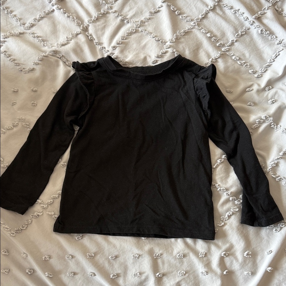 Garanimals Black Long Ruffle Sleeve Kids Tee